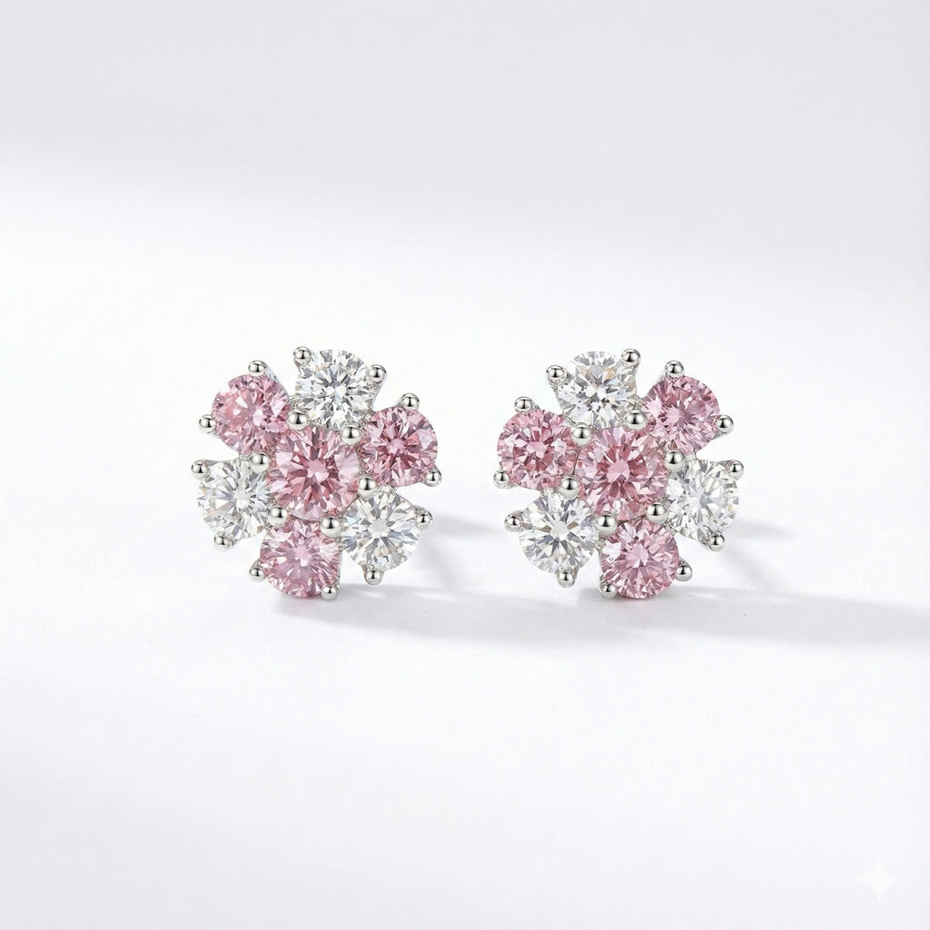 Pink Petal Diamond Earrings
