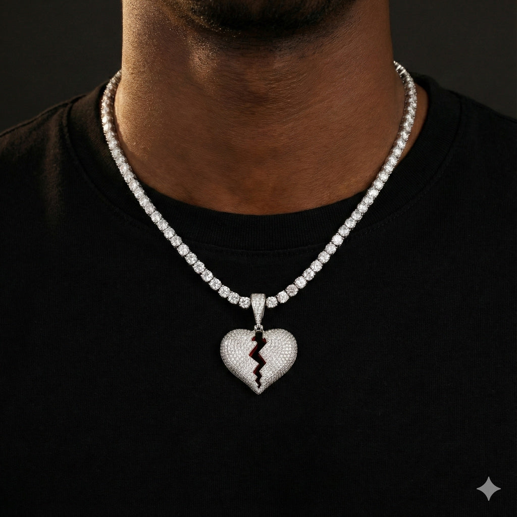 The Cold Heart Pendant With 4mm Tennis Chain